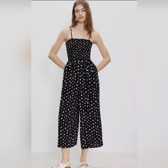 LOFT Pants - LOFT Black and White Polka Dot Jumpsuit